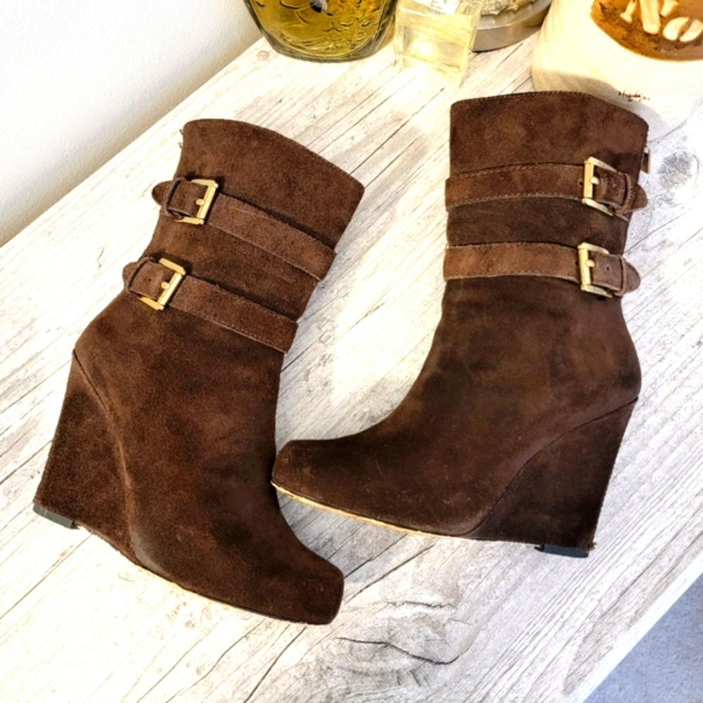 Michael Kors Suede Parker Wedge Boots